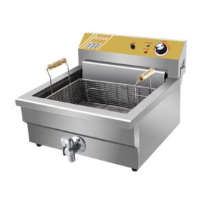 22L Commercial Electric Large Capacity Deep Fryer with Oil Drain Valve, Stainless Steel Countertop Single Tank Fryer