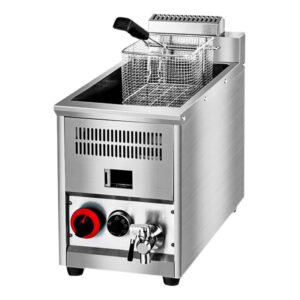 16L Commercial Countertop Gas Tube Fryer with Oil Drain Valve, Stainless Steel Single Tank Deep Fryer with Thermostatic Control