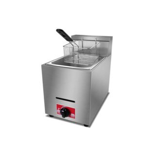 8L Commercial Gas Deep Fryer, Stainless Steel Countertop Single Tank Fryer with Basket