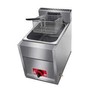 8L Standard Commercial Gas Deep Fryer, Stainless Steel Countertop Single Tank Fryer with Basket