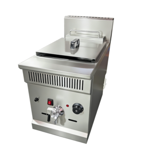 16L Commercial Gas Deep Fryer with Thermostatic Control and Battery Ignition, Stainless Steel Single Tank Fryer with Oil Drain Valve