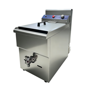 18L Commercial Gas Deep Fryer with Thermostatic Control and Battery Ignition, Stainless Steel Single Tank Fryer with Oil Drain Valve