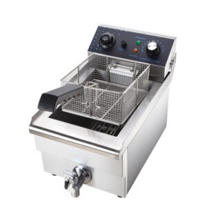 18L Commercial Electric Deep Fryer with Timer and Oil Drain Valve, Stainless Steel Countertop Single Tank Fryer with Basket