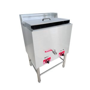 48L Commercial Floor Standing Gas Large Capacity Deep Fryer with Oil Drain Valve, Stainless Steel Single Tank Fryer with Open Stand