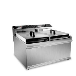 21+21L Commercial Electric Double Tank Deep Fryer, Stainless Steel Countertop Fryer with Two Baskets
